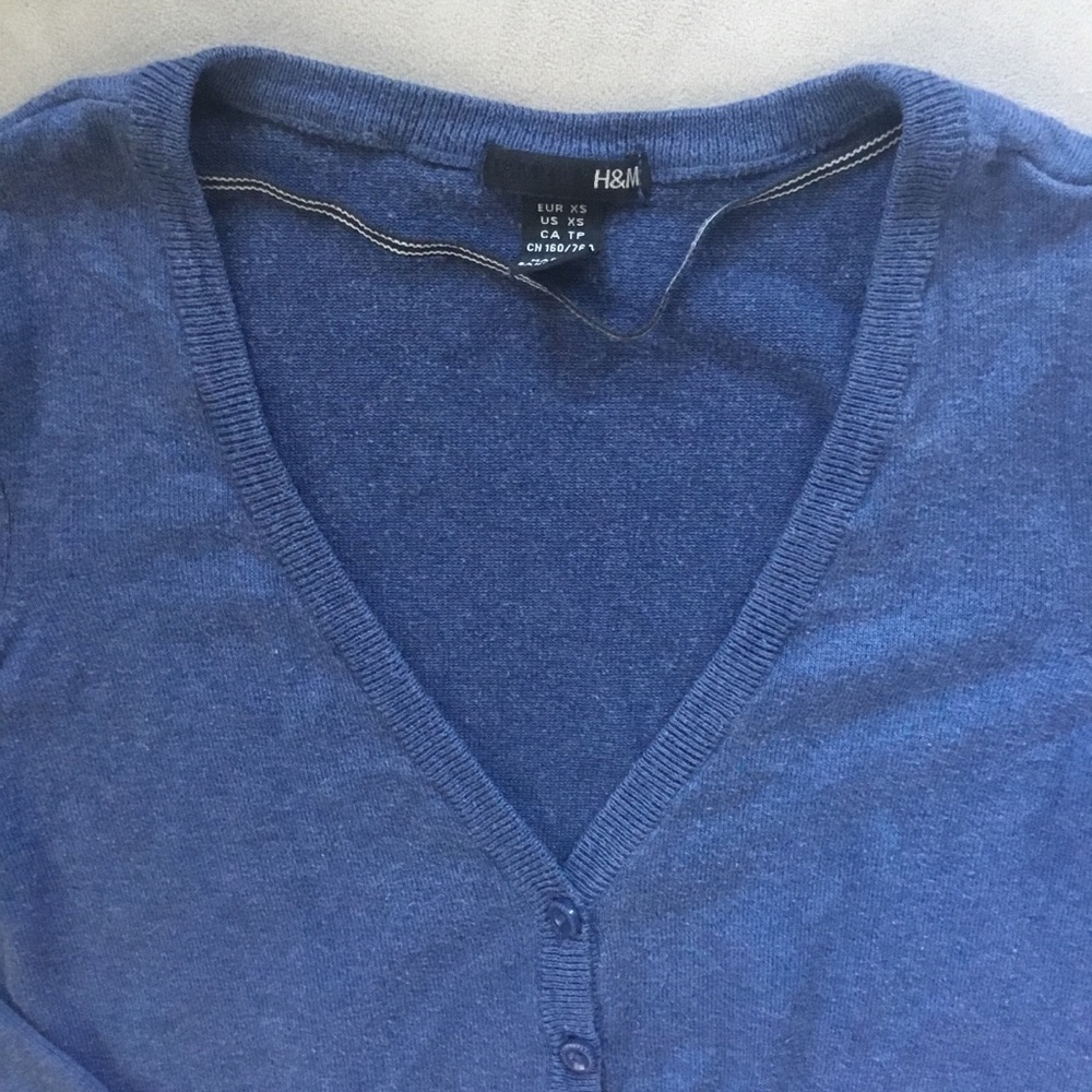 Womens Blue Fine-Knit H&M Cardigan,Size: Xs